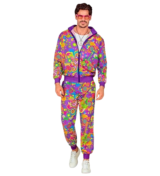 Tuta hippie flower power fluorescente - M