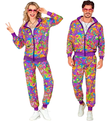 Tuta hippie flower power fluorescente - M