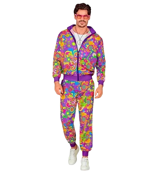 Tuta hippie flower power fluorescente - L