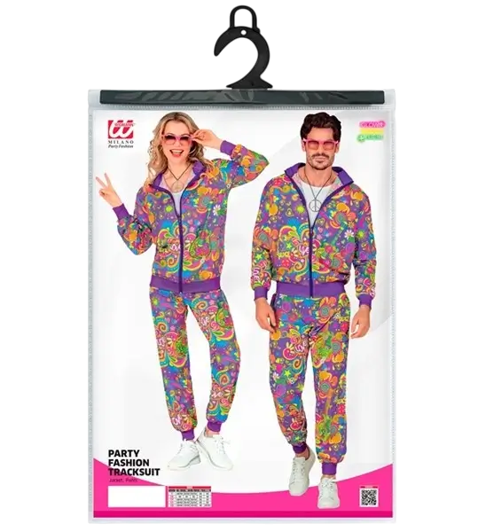 Tuta hippie flower power fluorescente - L