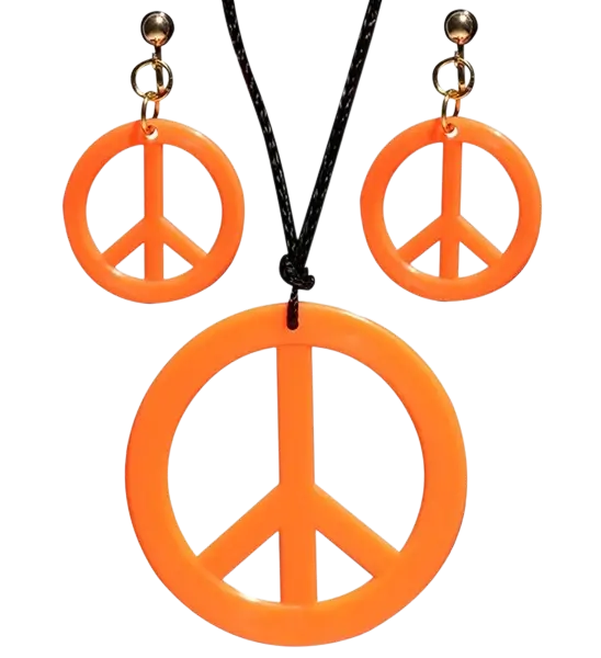 Orecchini e collana hippie arancione fluorescente