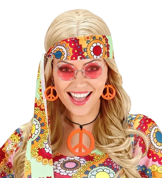 Orecchini e collana hippie arancione fluorescente