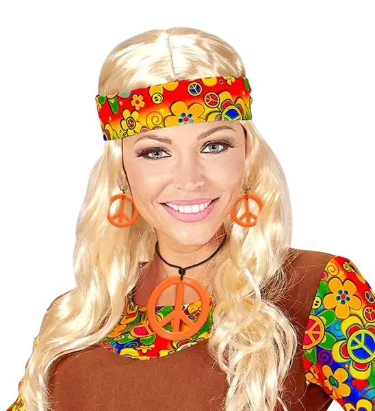 Orecchini e collana hippie arancione fluorescente
