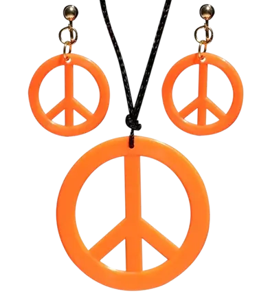 Orecchini e collana hippie arancione fluorescente