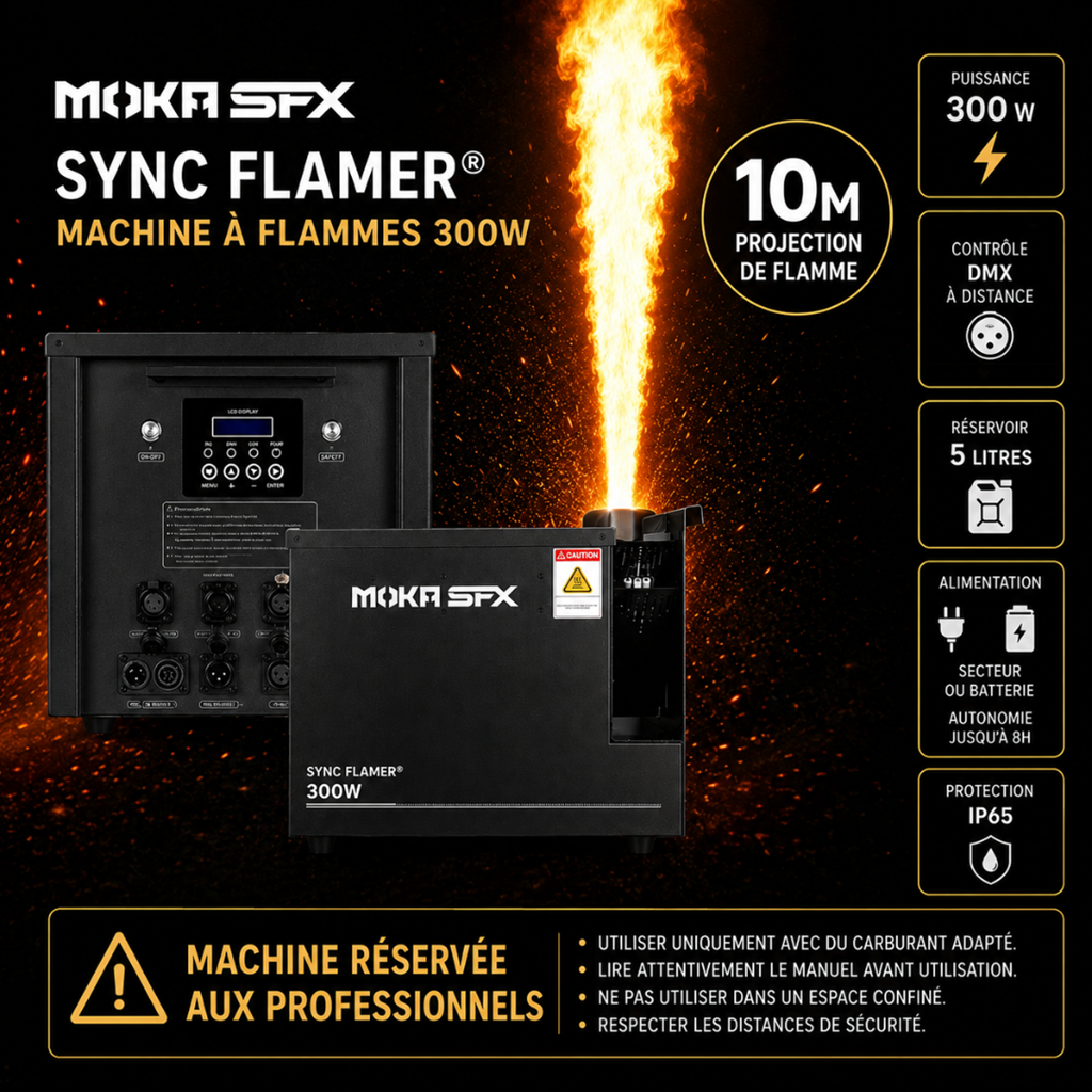 SYNC FLAMER® - Macchina a fiamma 300W, Outdoor IP65 - da 8 a 10 metri