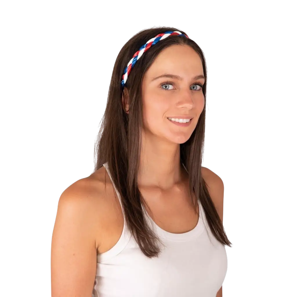 Fascia per capelli intrecciata - blu, bianca, rossa - Supporter Francia