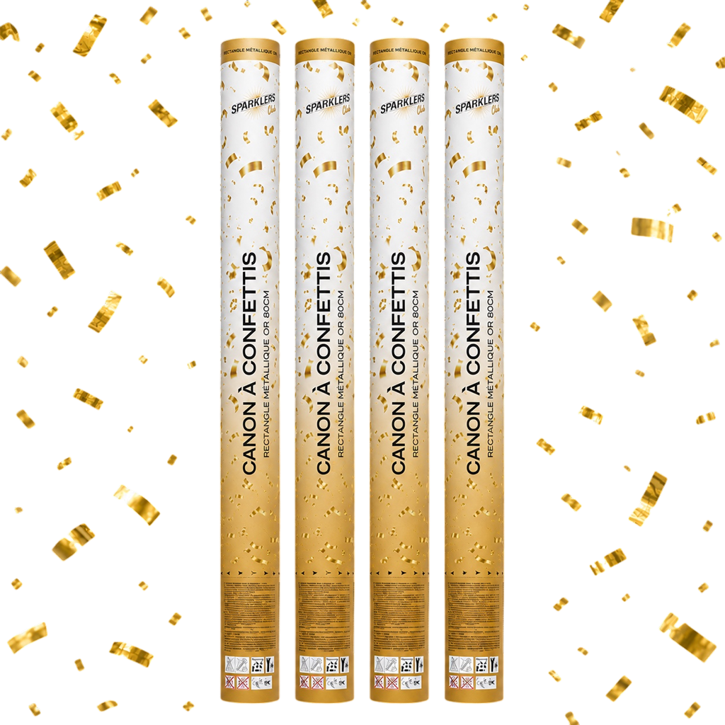 Set di 4 lanciatori di coriandoli da 80 cm, color oro