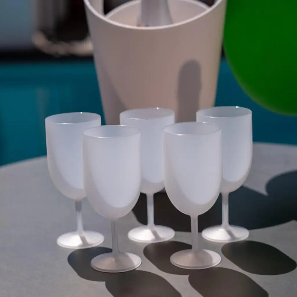 Set da 50 bicchieri da vino Ecocup con effetto smerigliato da 12 cl (18 cl a bordo pieno) riutilizzabili - Ideali per vino, degustazione e aperitivo