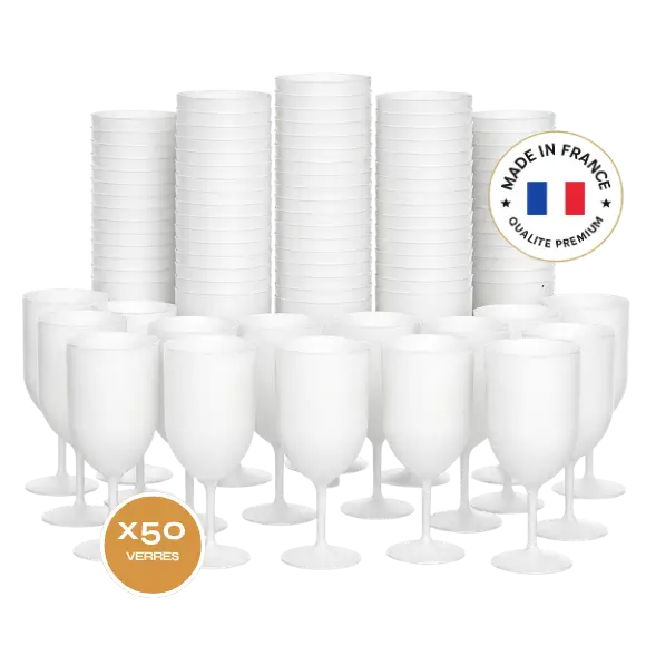 Set da 50 bicchieri da vino Ecocup con effetto smerigliato da 12 cl (18 cl a bordo pieno) riutilizzabili - Ideali per vino, degustazione e aperitivo