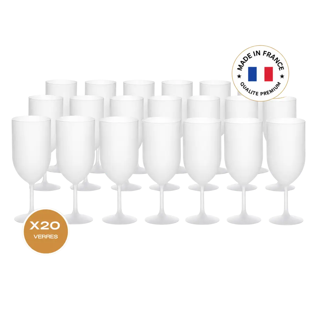 Set di 20 bicchieri da vino Ecocup con effetto smerigliato da 12 cl (18 cl a bordo pieno) riutilizzabili - Ideali per vino, degustazione e aperitivo