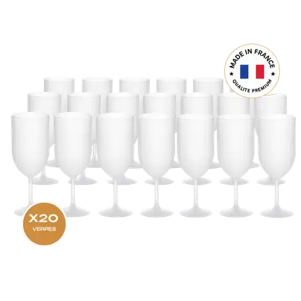 Set di 20 bicchieri da vino Ecocup con effetto smerigliato da 12 cl (18 cl a bordo pieno) riutilizzabili - Ideali per vino, degustazione e aperitivo