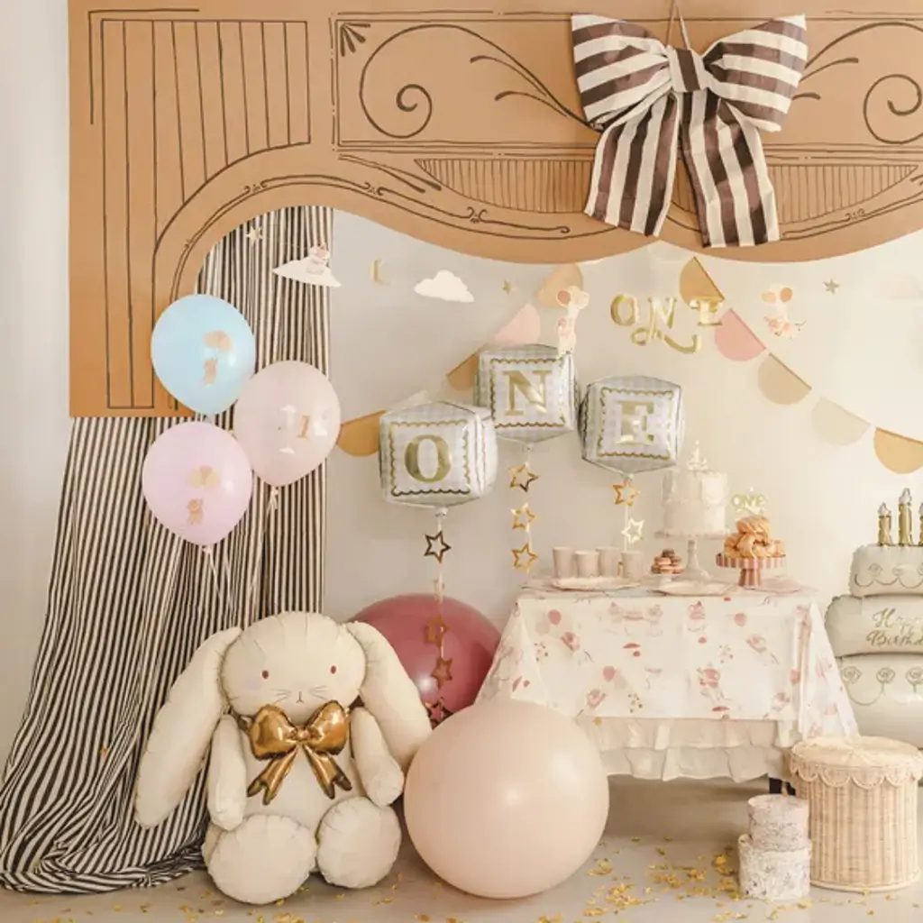 Palloncino in alluminio a forma di coniglio color crema e rosa, 84 cm – Decorazioni per compleanni e Pasqua