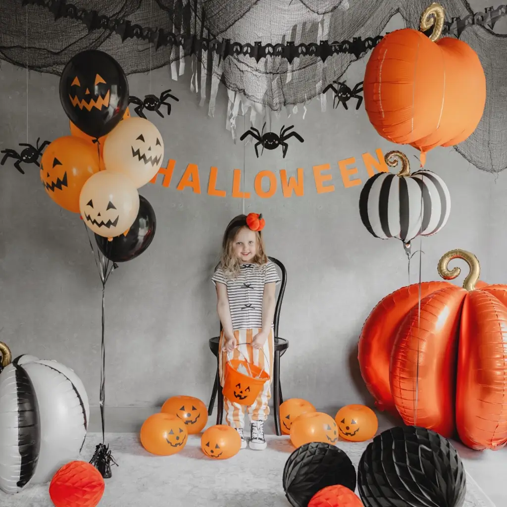 Palloncino in alluminio a forma di zucca 3D gigante 90 x 90 cm – Decorazione per Halloween