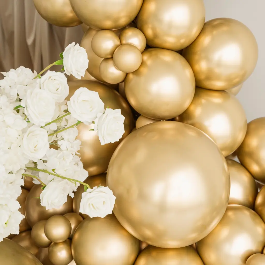 Confezione da 10 palloncini metallici dorati lucidi