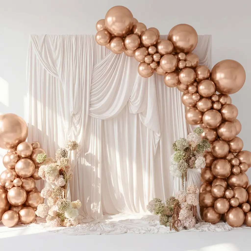 Confezione da 10 palloncini metallici lucidi color oro rosa
