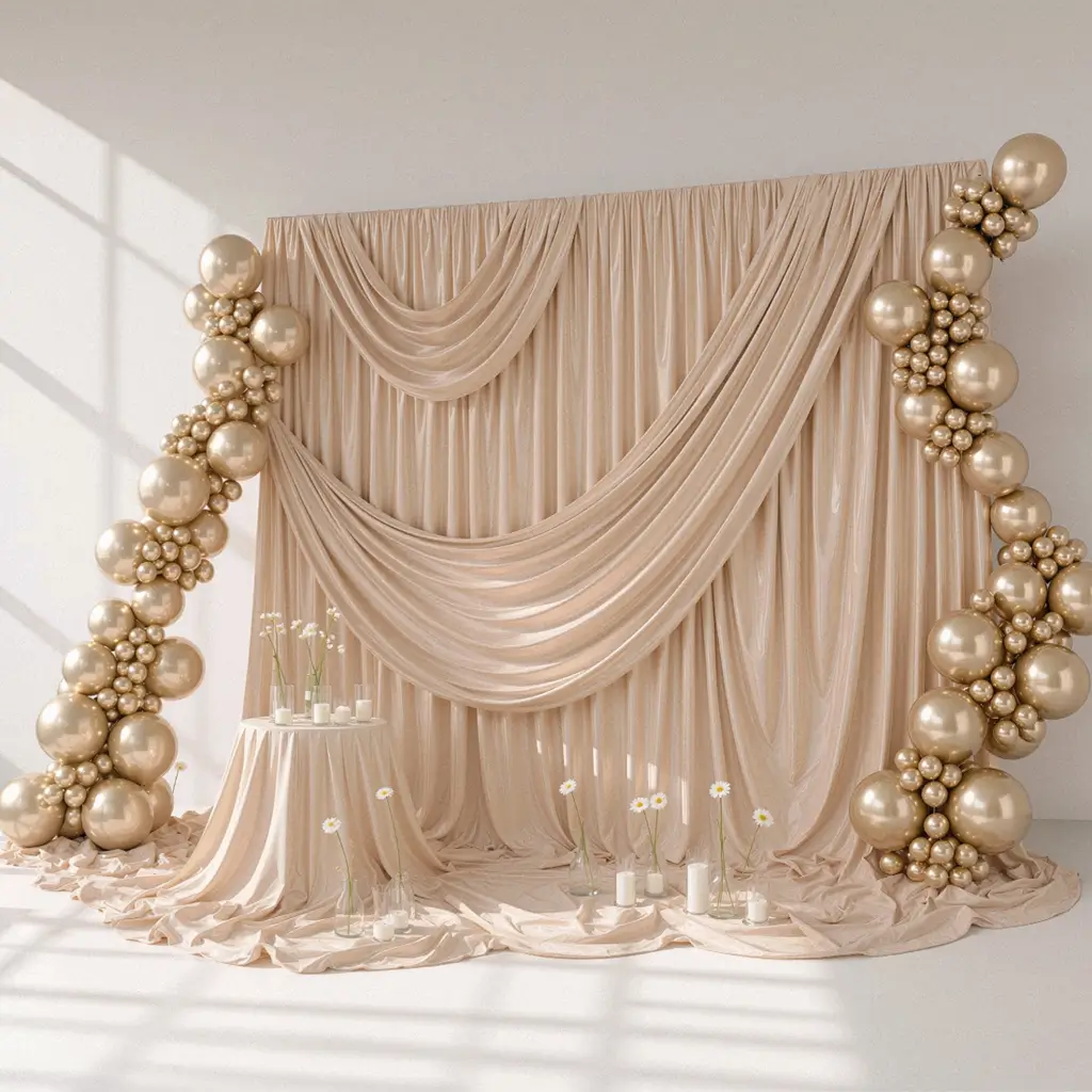 Confezione da 10 palloncini metallici lucidi color oro champagne