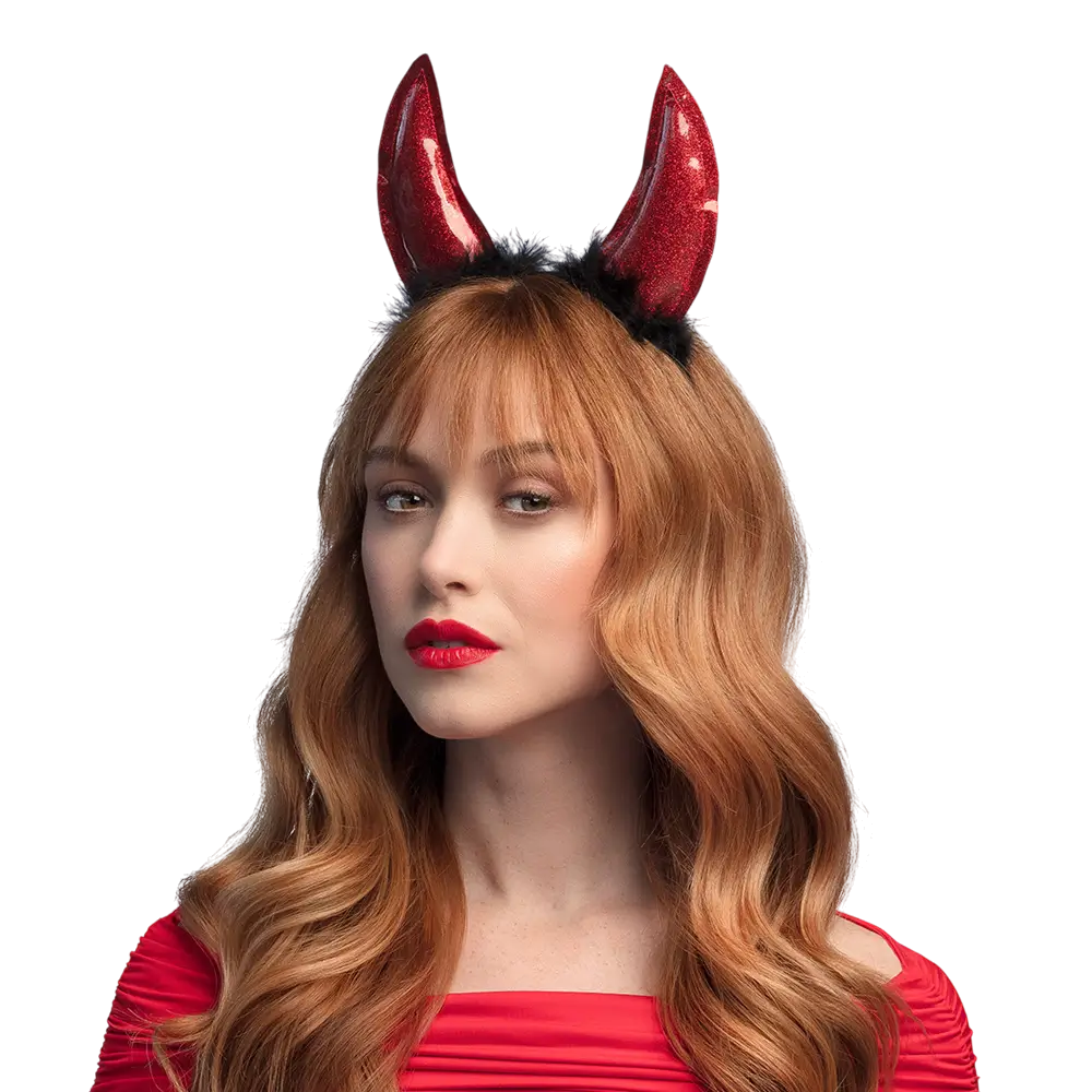 Fascia per capelli “Diablesse” rossa – Corna da diavolo per Halloween