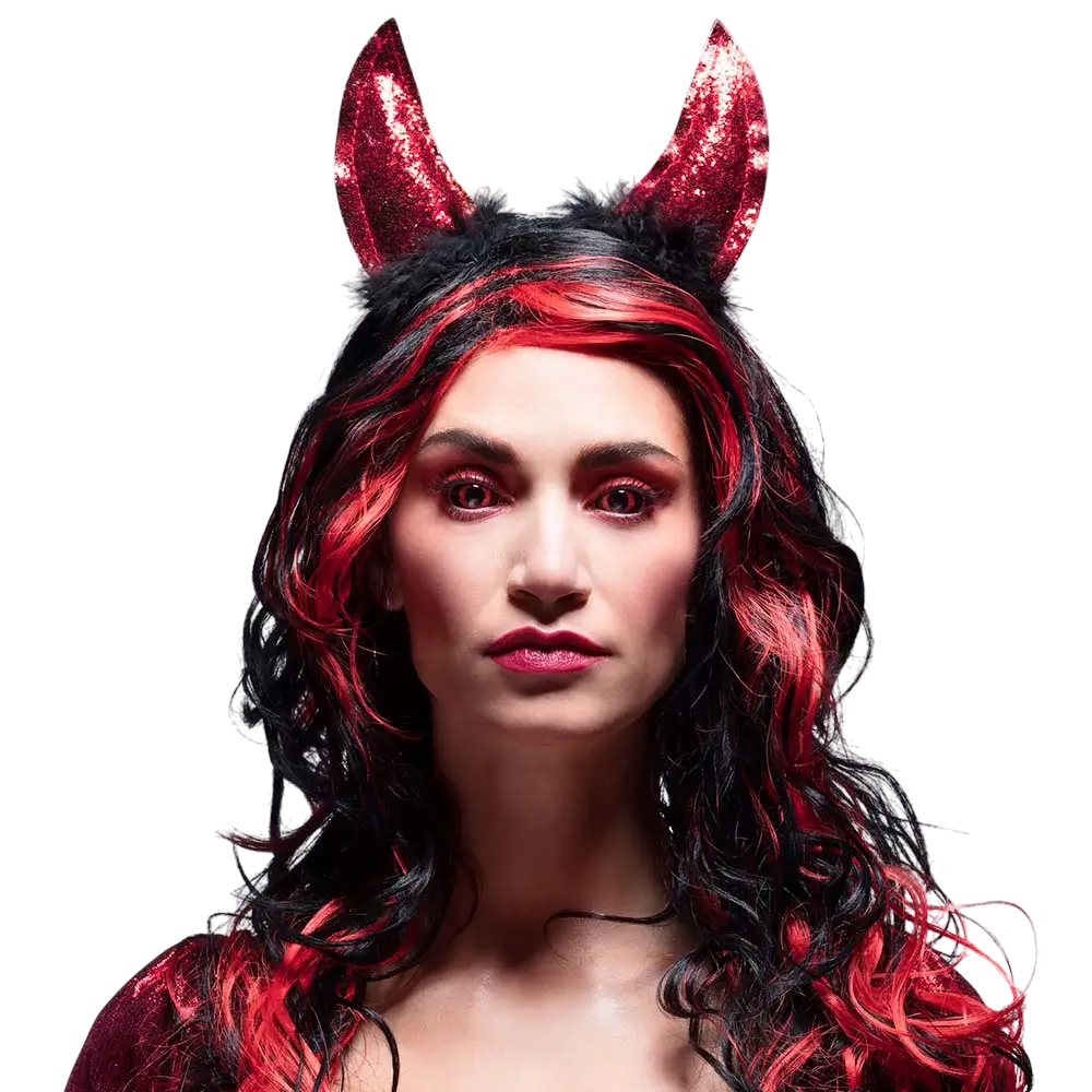 Fascia per capelli “Diablesse” rossa – Corna da diavolo per Halloween