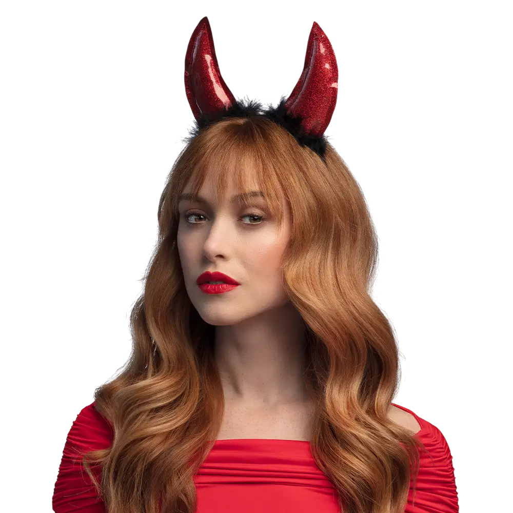 Fascia per capelli “Diablesse” rossa – Corna da diavolo per Halloween