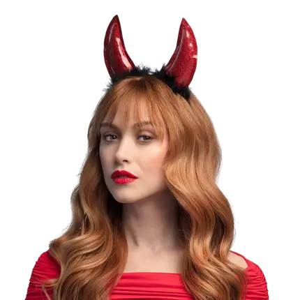 Fascia per capelli “Diablesse” rossa – Corna da diavolo per Halloween