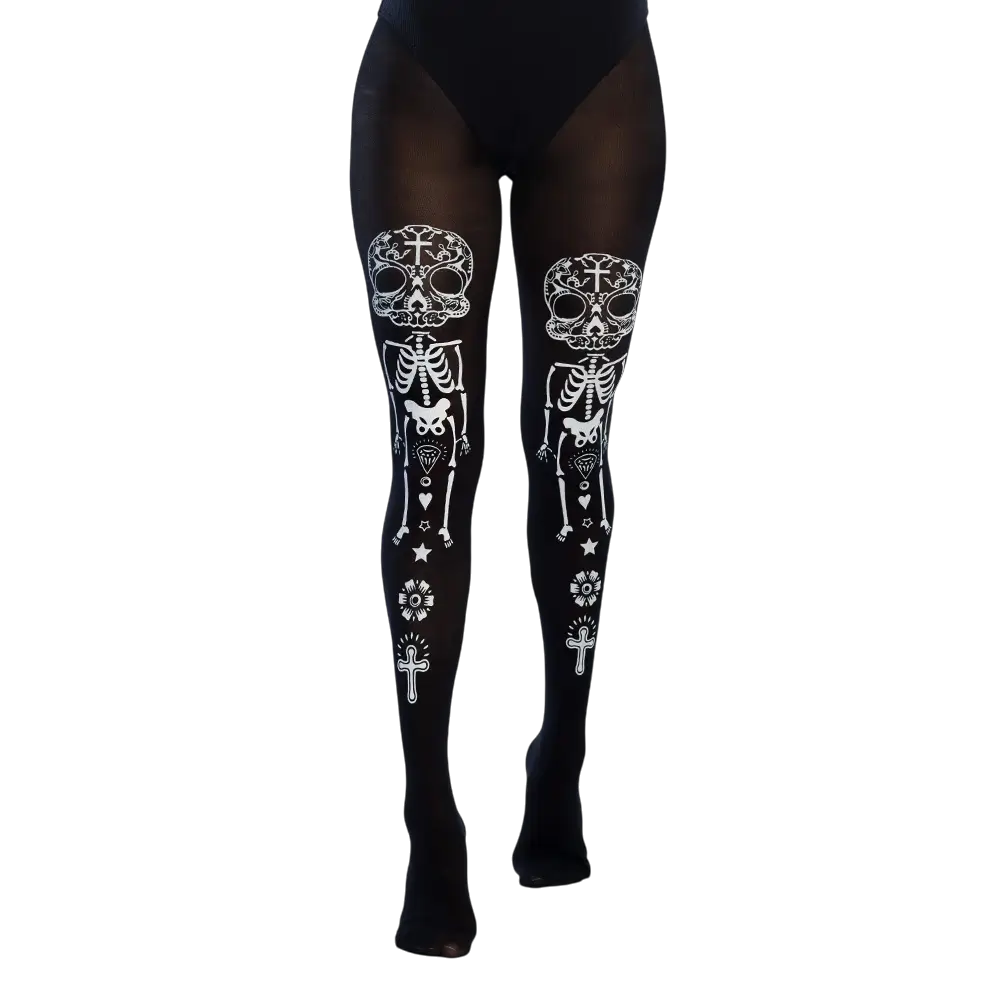 Collant con motivo scheletrico “Dia de los Muertos” – Giorno dei Morti e Halloween