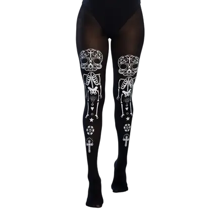 Collant con motivo scheletrico “Dia de los Muertos” – Giorno dei Morti e Halloween