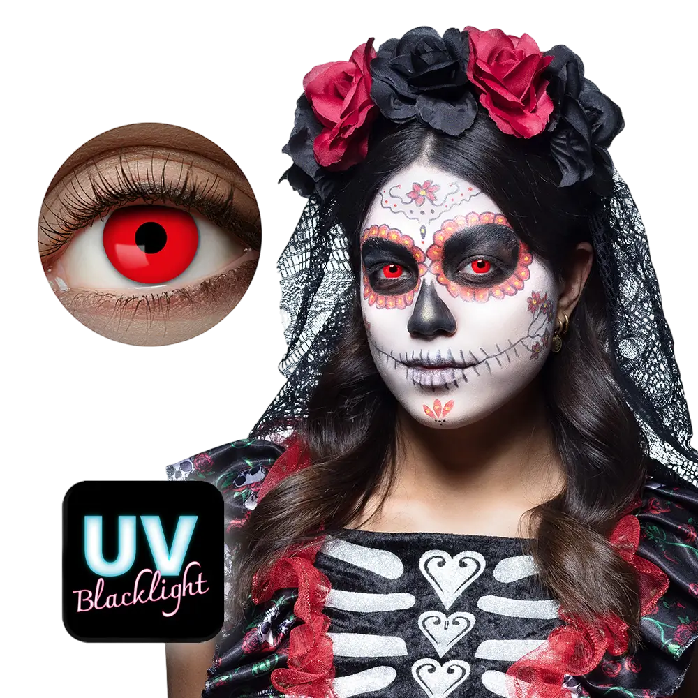 Lenti a contatto fluorescenti rosse – Lenti a contatto per Halloween