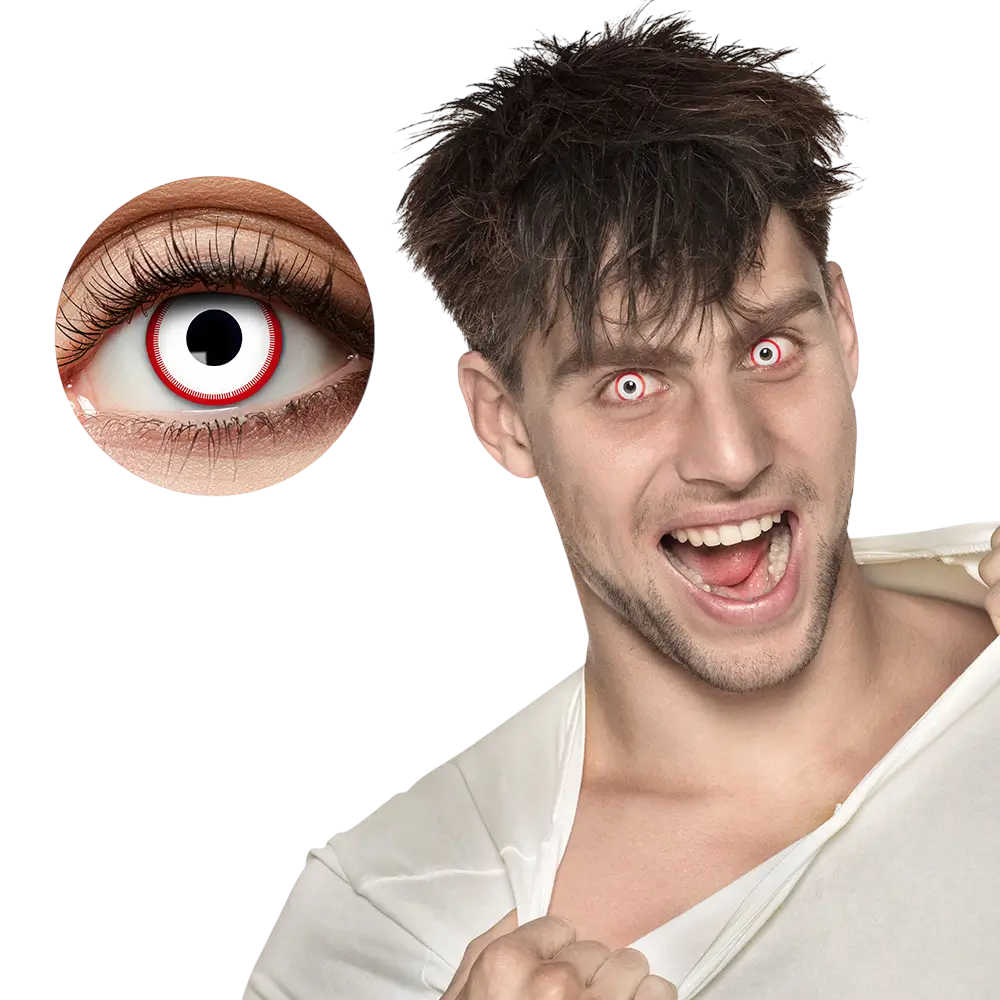 Lenti a contatto bianche con contorno rosso "Zombie" – Lenti a contatto per Halloween