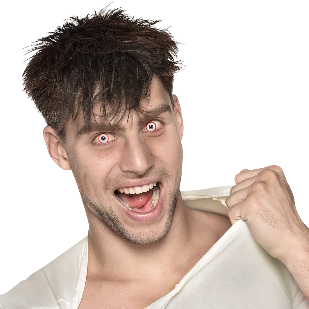 Lenti a contatto bianche con contorno rosso "Zombie" – Lenti a contatto per Halloween