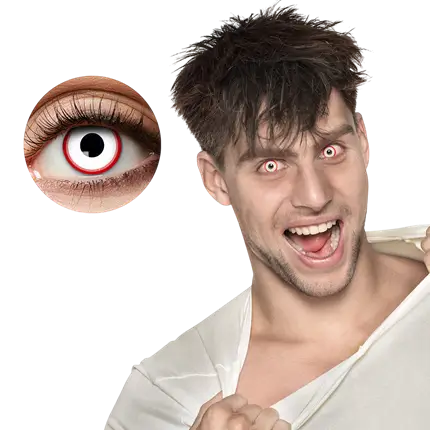 Lenti a contatto bianche con contorno rosso Zombie – Lenti a contatto per Halloween