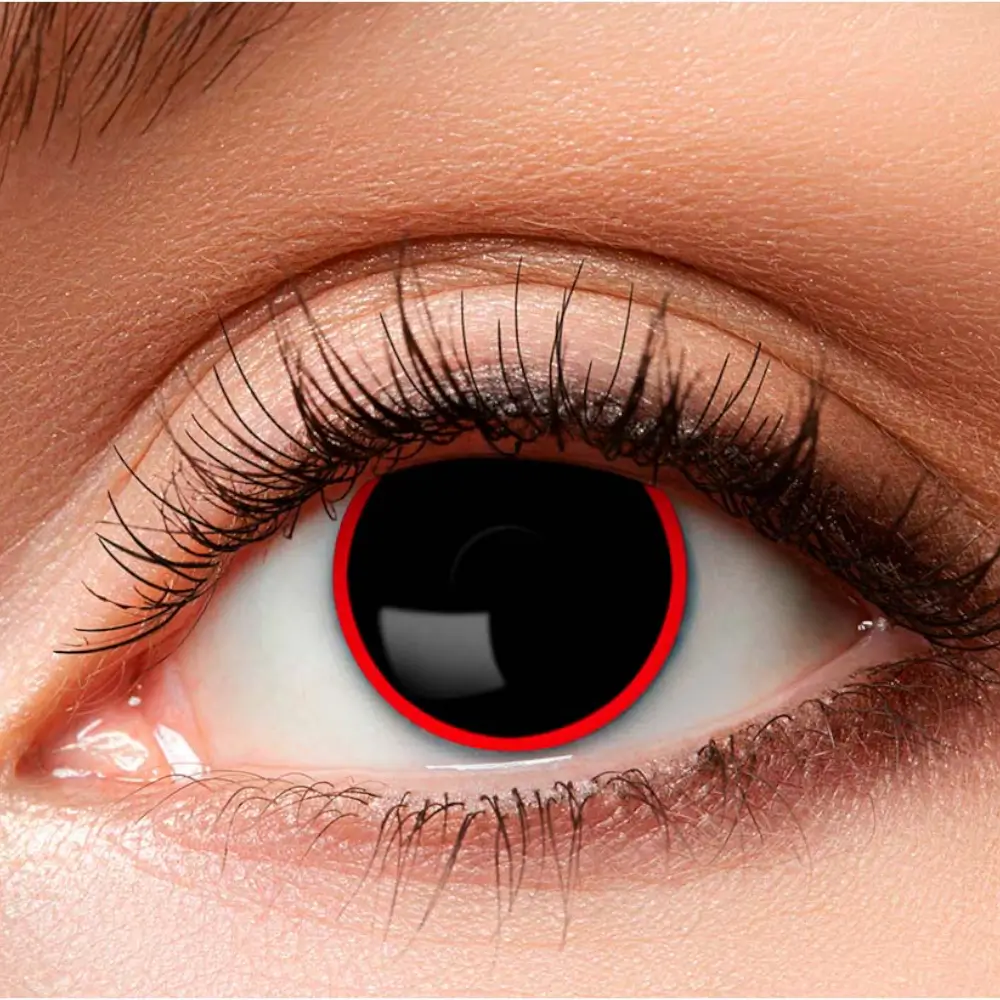 Lenti a contatto nere con bordo rosso “Demone” – Lenti a contatto per Halloween