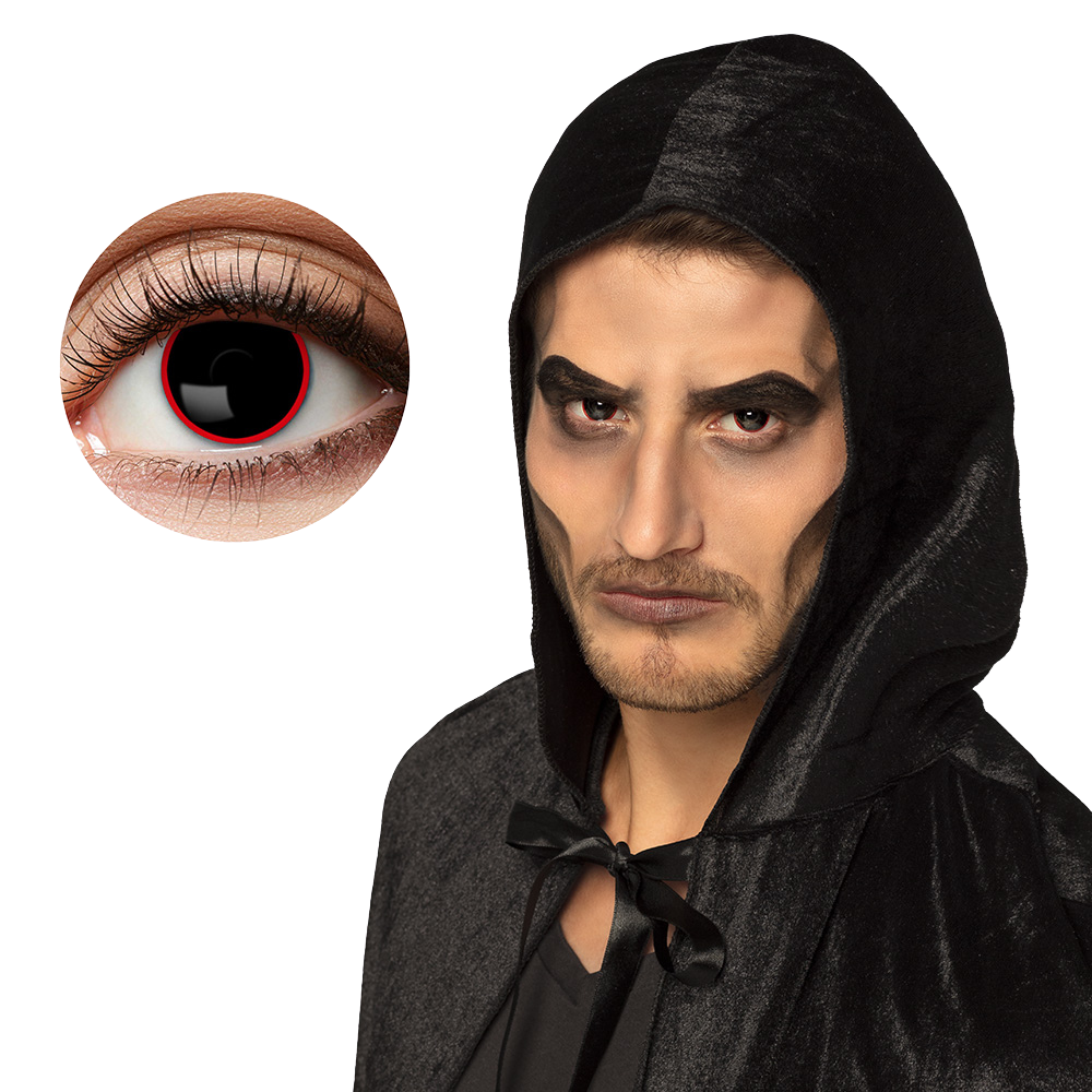 Lenti a contatto nere con bordo rosso “Demone” – Lenti a contatto per Halloween