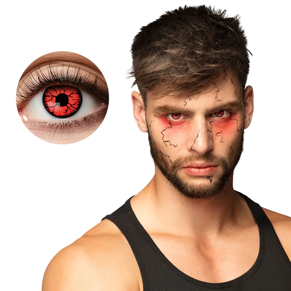 Lenti a contatto rosse con effetto screpolato, nero, zombie, demone – Lenti a contatto per Halloween