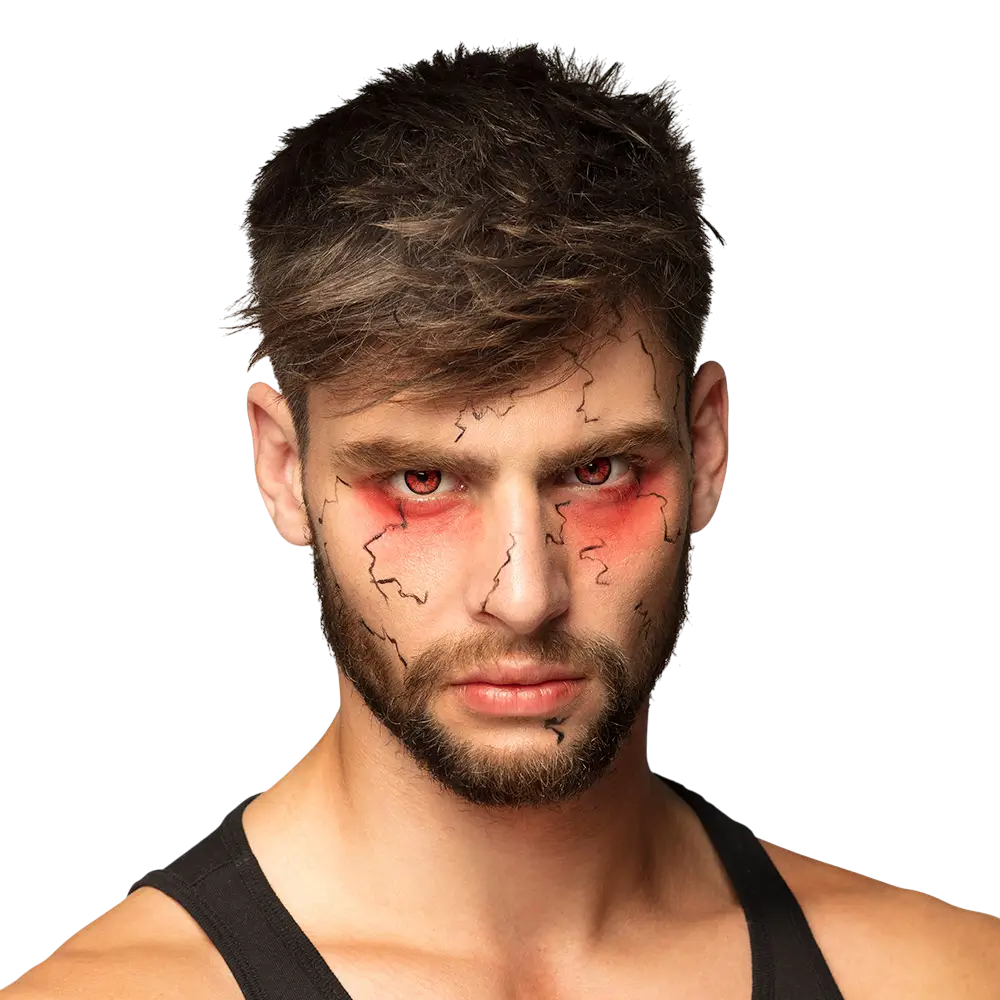 Lenti a contatto rosse con effetto screpolato, nero, zombie, demone – Lenti a contatto per Halloween