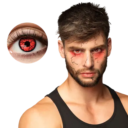 Lenti a contatto rosse con effetto screpolato, nero, zombie, demone – Lenti a contatto per Halloween
