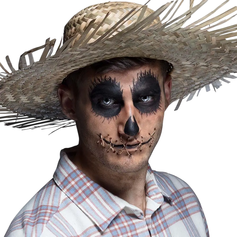 Lenti a contatto bianche con effetto screpolato e nero “Spaventapasseri” – Lenti a contatto per Halloween