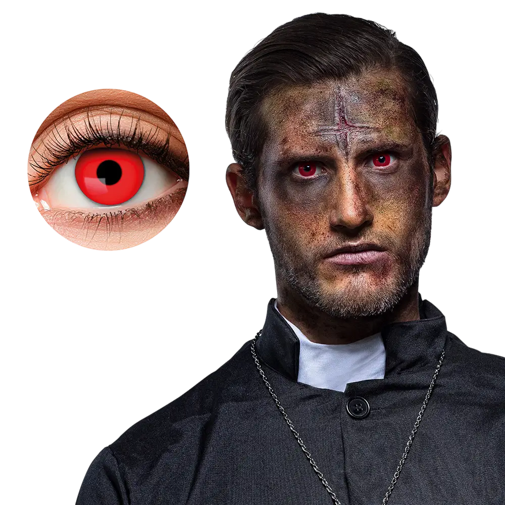 Lenti a contatto con occhi rossi e pupilla nera – Lenti a contatto “Diavolo” per Halloween