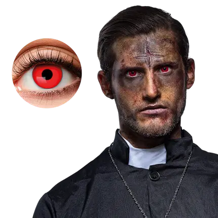 Lenti a contatto con occhi rossi e pupilla nera – Lenti a contatto “Diavolo” per Halloween