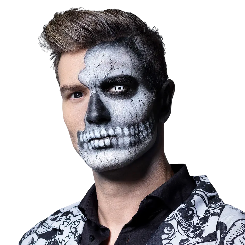 Lenti a contatto Skullface bianche e nere – Lenti a contatto per Halloween