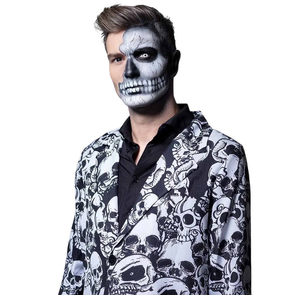 Lenti a contatto Skullface bianche e nere – Lenti a contatto per Halloween