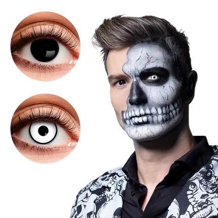 Lenti a contatto Skullface bianche e nere – Lenti a contatto per Halloween