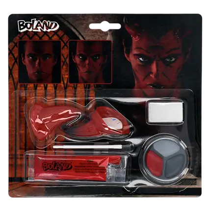 Kit trucco “Diavolo” – Corna, trucco, spugnetta e pennello