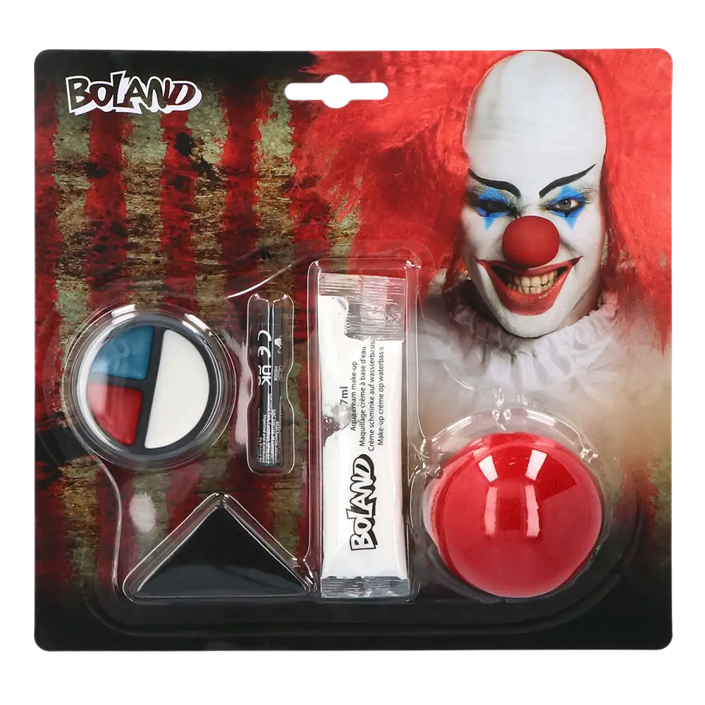 Kit trucco da clown horror – Naso, trucco e spugna