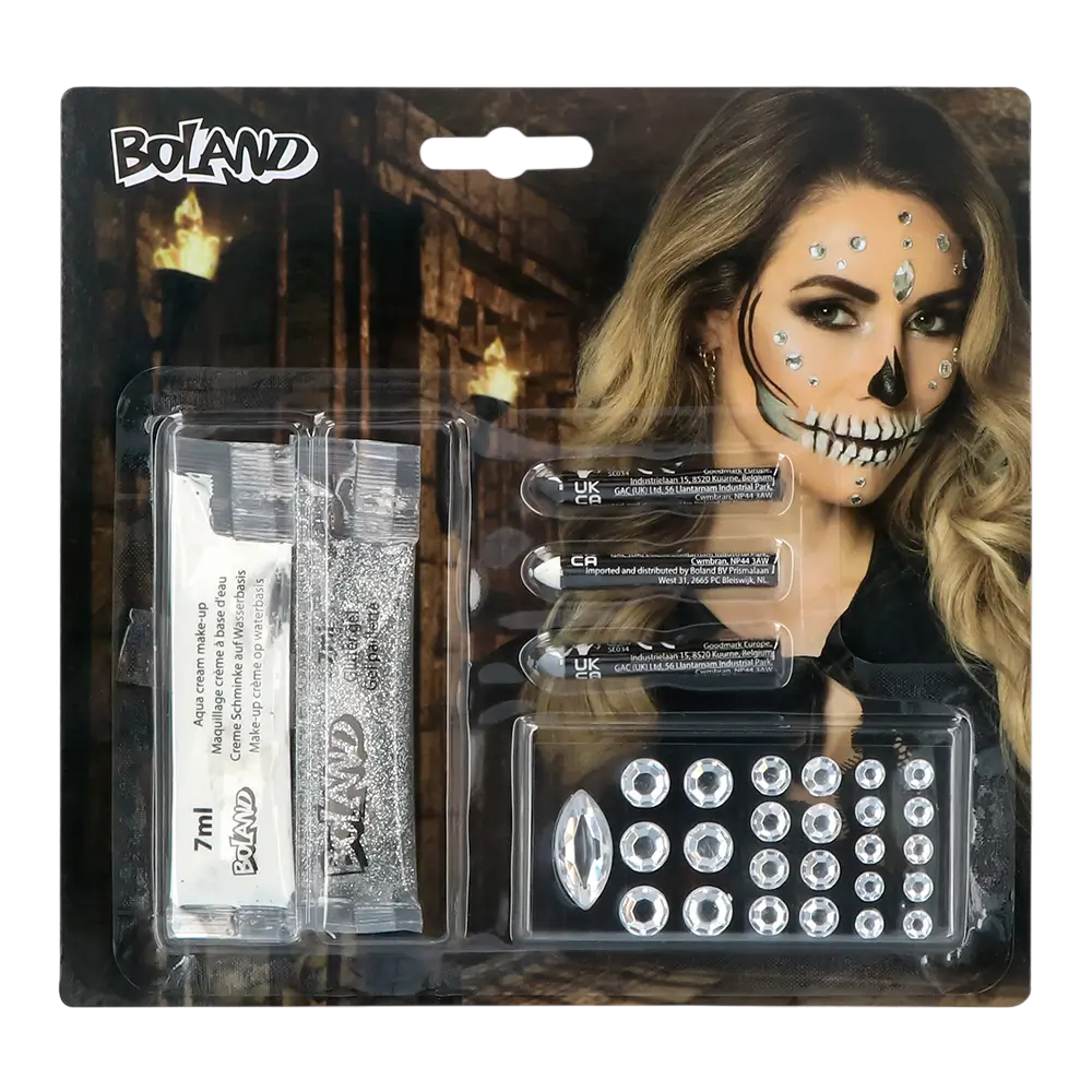 Kit trucco Scheletro Diamante – Trucco, glitter e strass