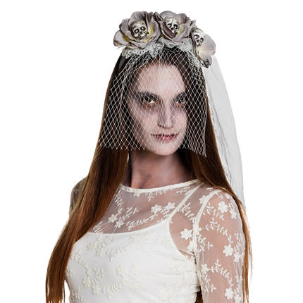 Fascia per capelli con teschi di zombie – Accessorio di Halloween
