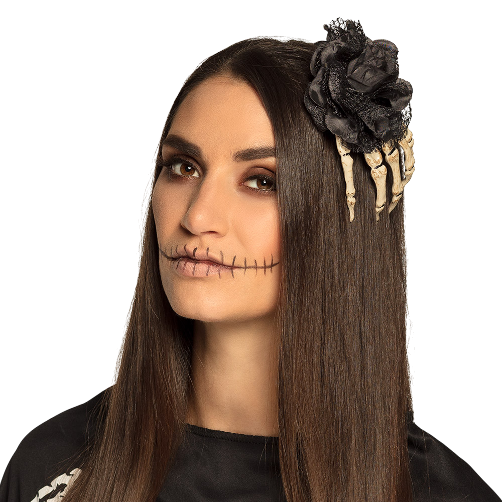 Fermaglio “Mano di scheletro” – Accessorio per capelli di Halloween