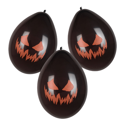 Set di 6 palloncini in lattice a forma di zucca spaventosa, Ø 25 cm – Halloween