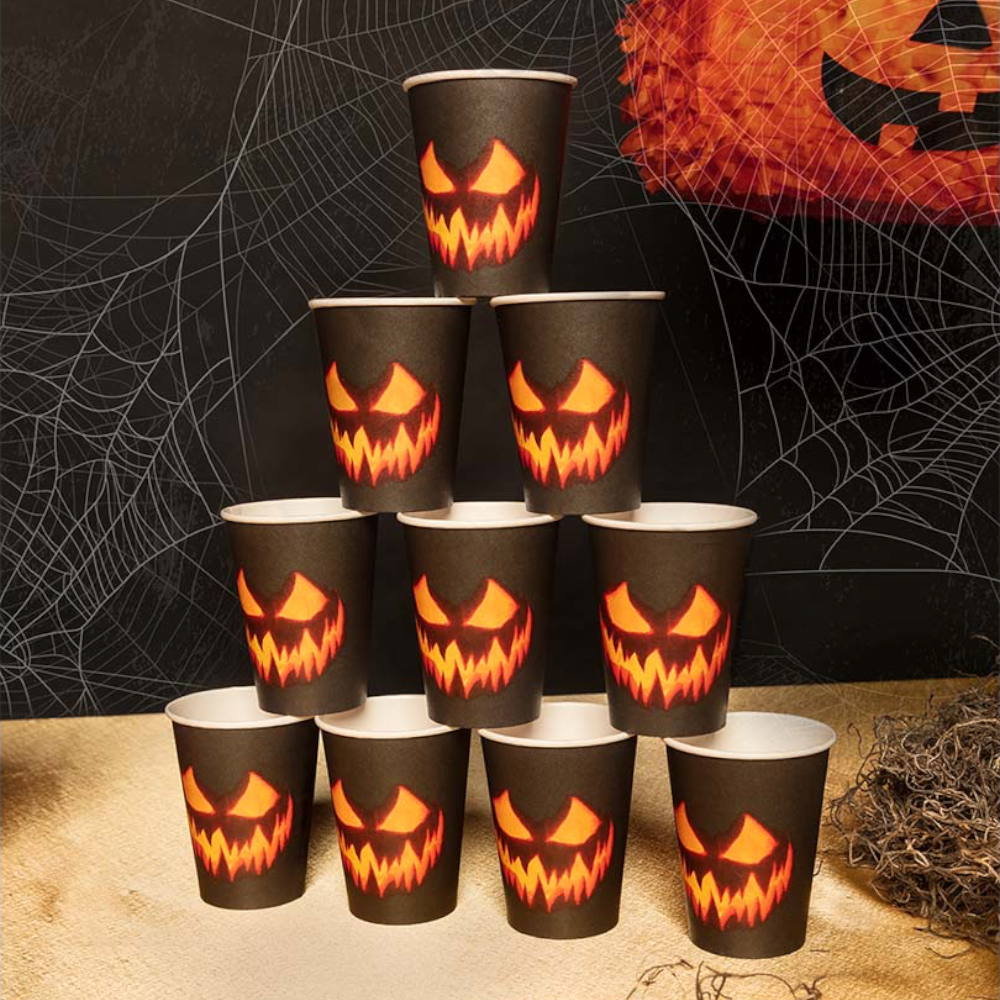 Confezione da 10 bicchieri “Zucca spaventosa” da 25 cl – Halloween