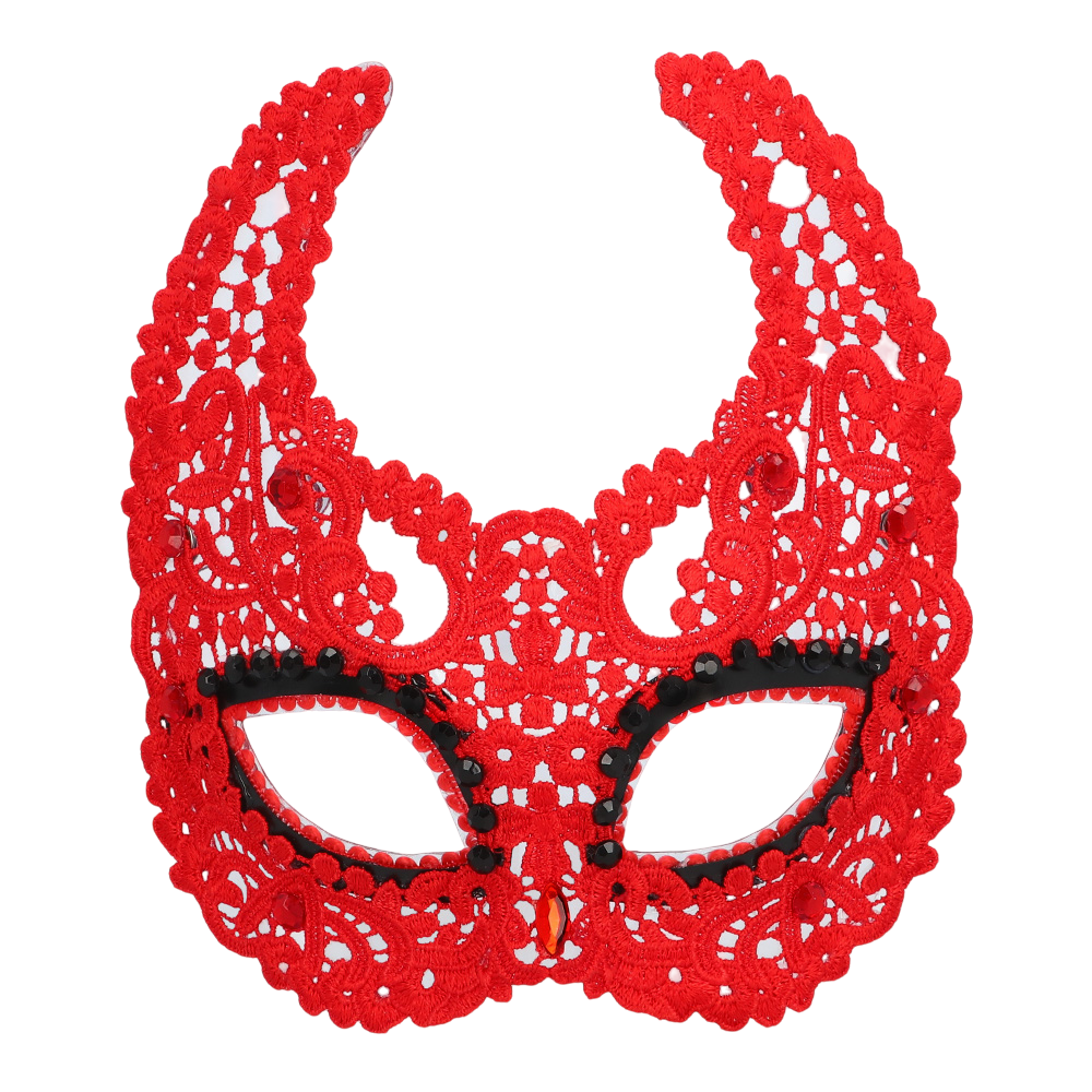 Maschera da lupo demoniaco in pizzo rosso – Halloween