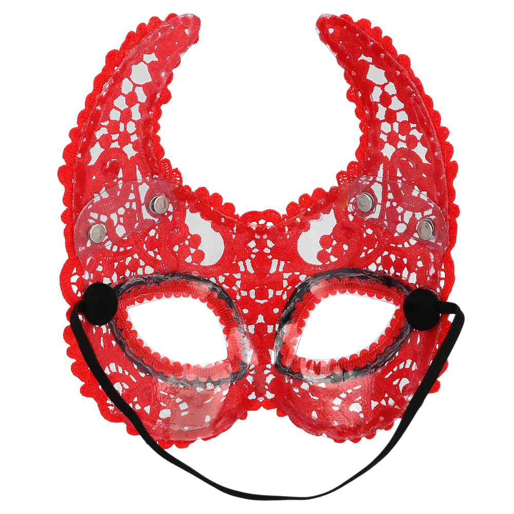 Maschera da lupo demoniaco in pizzo rosso – Halloween